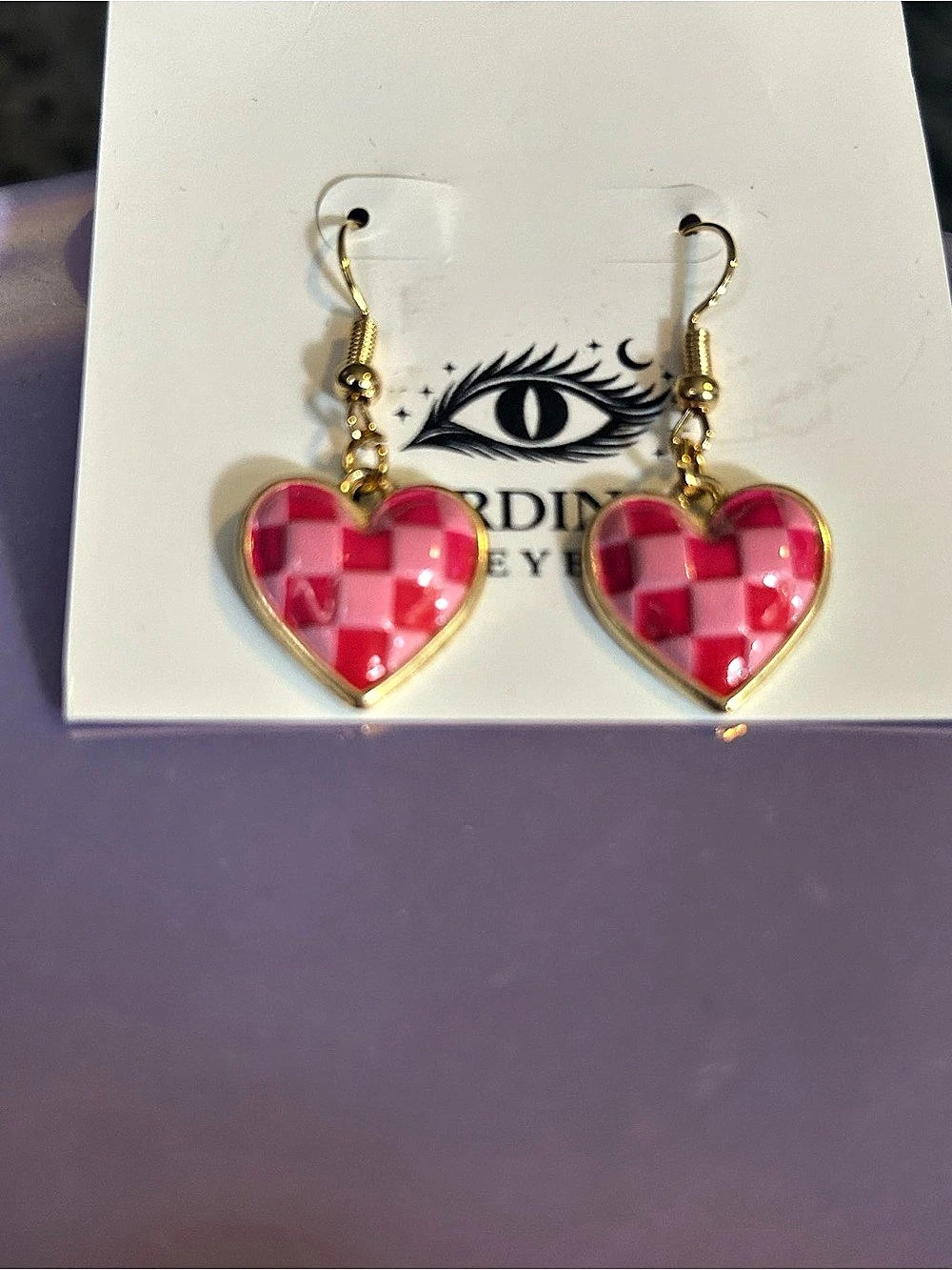Jordan Eye Pink Geometric Heart Drop Earrings
